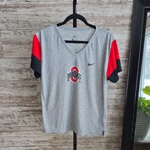 Nike Ohio State Buckeyes Gray V-Neck T-Shirt Womens Size Large